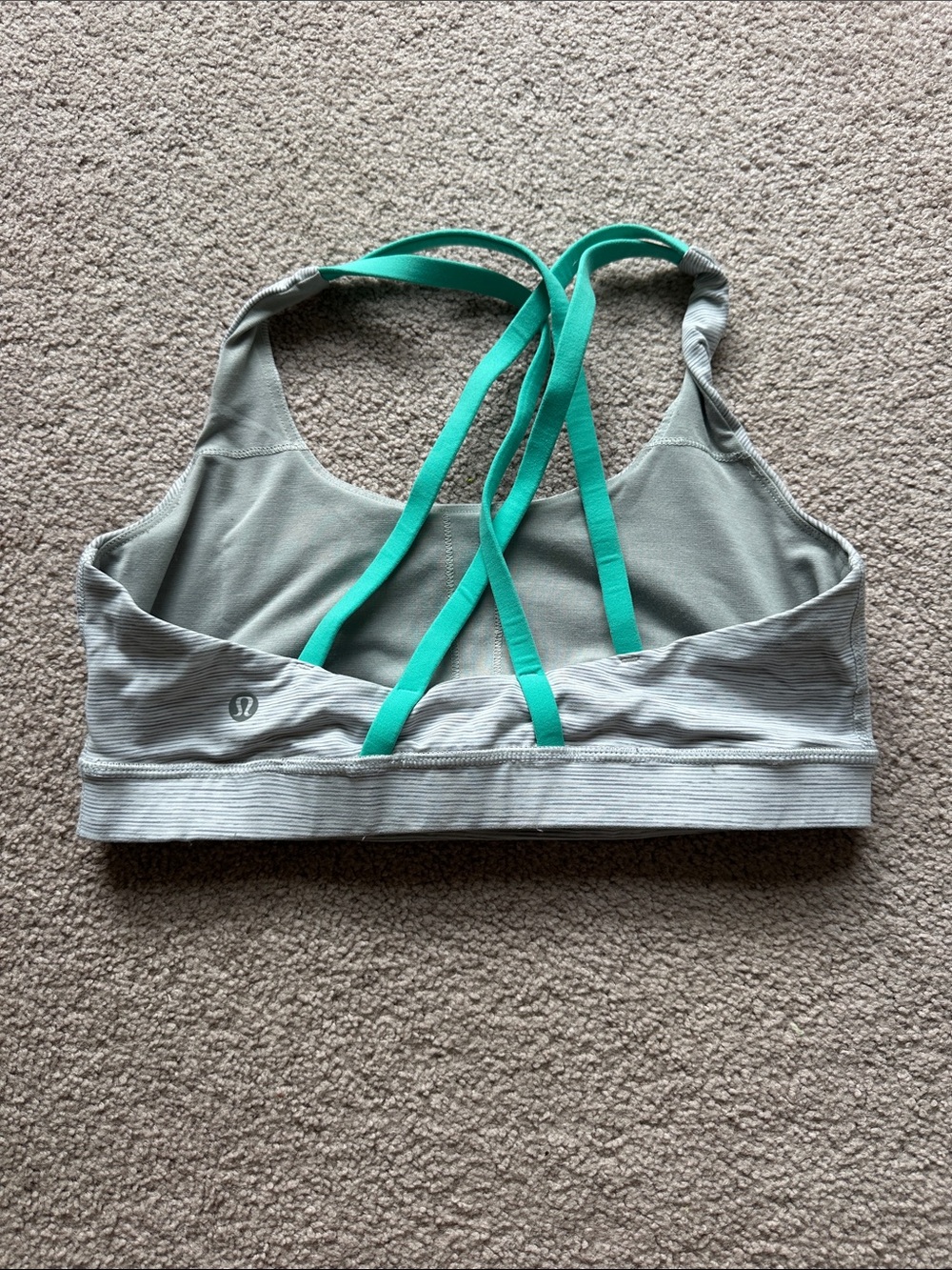 lululemon athletica Light Gray Sports Bra with Teal Straps